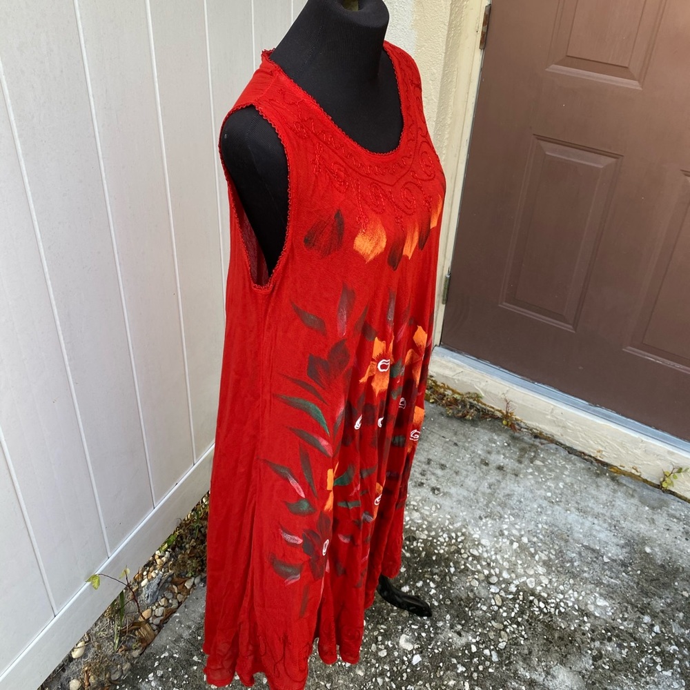 Beach by exist red hand painted beach dress - Picture 6 of 12